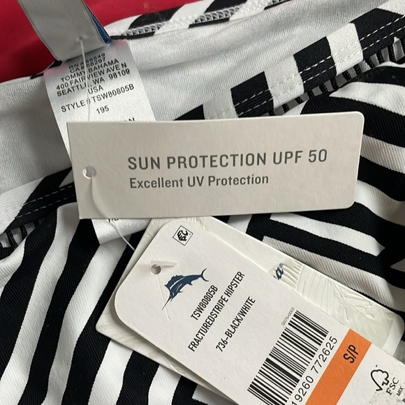NWT striped zig zag bikini Tommy Bahama S bottoms XS top cinch string tie halter - Picture 11 of 14